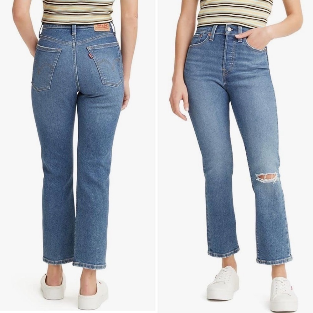New Levi’s Wedgie Straight Fit Distressed Jeans in Fall Star | Size 25 x 28